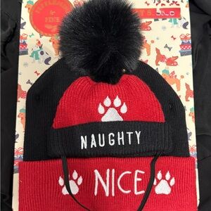 Me and Pet Naughty or Nice Winter Hat Set